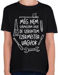 printfashion Még nem számoltam össze de szerintem ezermester vagyok fehér - Gyerek póló - Fekete (17686739)