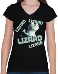 printfashion lizard - Női V-nyakú póló - Fekete (17663309)