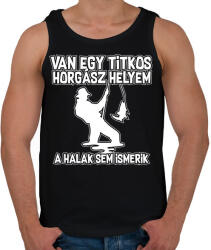 printfashion Van egy titkos horgász helyem - Férfi atléta - Fekete (17679441)
