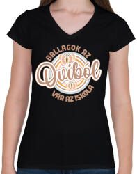 printfashion Ballagok az oviból - Női V-nyakú póló - Fekete (17683109)