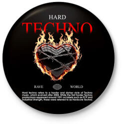 printfashion hard techno - Kitűző, hűtőmágnes - Fekete (17634787)