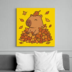 printfashion Őszi kapibara - Vászonkép - Sárga (17644788)