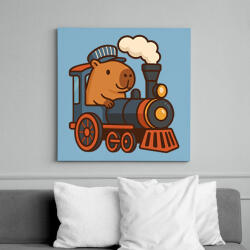 printfashion Mozdonyvezető kapibara - Vászonkép - Világoskék (17651083)