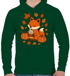 printfashion Őszi róka - Férfi kapucnis pulóver - Sötétzöld (17701434)