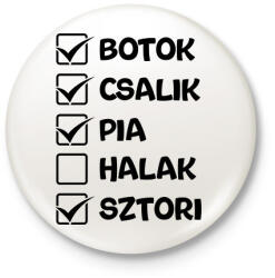 printfashion Botok csalik pia halak sztori (fekete) - Kitűző, hűtőmágnes - Fehér (17669070)