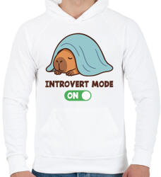 printfashion Introvert mode - Férfi kapucnis pulóver - Fehér (17641231)