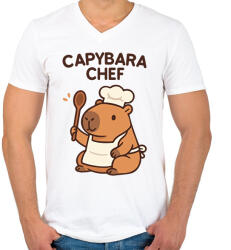 printfashion Kapibara séf - Férfi V-nyakú póló - Fehér (17633923)