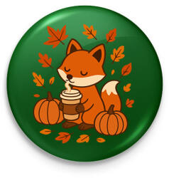printfashion Őszi róka - Kitűző, hűtőmágnes - Sötétzöld (17701827)