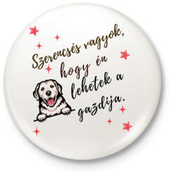 printfashion Szerencsés vagyok ferde - Kitűző, hűtőmágnes - Fehér (17655570)