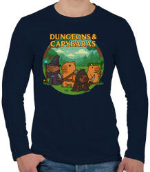 printfashion Dungeons & Capybaras - Férfi hosszú ujjú póló - Sötétkék (17616834)