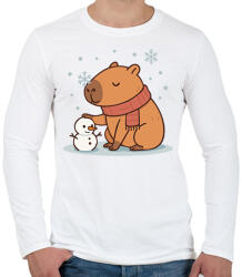 printfashion Téli kapibara - Férfi hosszú ujjú póló - Fehér (17647516)