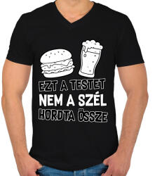 printfashion Ezt a testet nem a szél hordta össze - Férfi V-nyakú póló - Fekete (17687558)