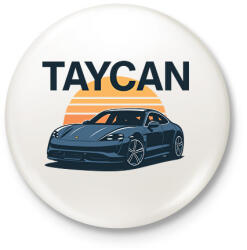printfashion Porsche Taycan - Kitűző, hűtőmágnes - Fehér (17686620)