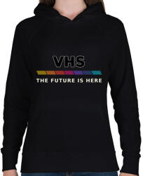 printfashion VHS retro - Női kapucnis pulóver - Fekete (17683581)