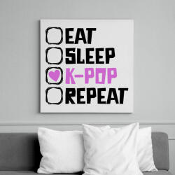 printfashion eat sleep kpop repeat - Vászonkép - Fehér (17607796)