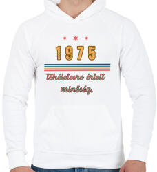 printfashion szülinap 1975 - Férfi kapucnis pulóver - Fehér (17659681)
