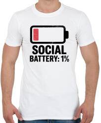 printfashion Social Battery - Férfi póló - Fehér (17589818)