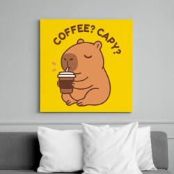 printfashion Coffee? Capy? - Vászonkép - Sárga (17616804)