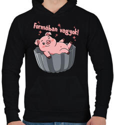 printfashion Formában vagyok - Férfi kapucnis pulóver - Fekete (17654282)