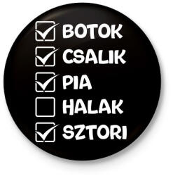 printfashion Botok csalik pia halak sztori (fehér) - Kitűző, hűtőmágnes - Fekete (17669521)