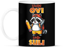 printfashion Viszlát Ovi Hello suli mosómedve - Bögre - Fekete (17678461)