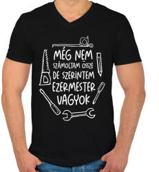 printfashion Még nem számoltam össze de szerintem ezermester vagyok fehér - Férfi V-nyakú póló - Fekete (17686658)