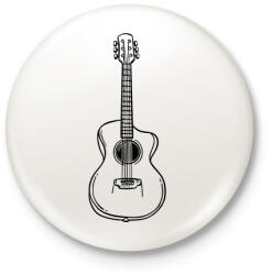 printfashion Gitár - Kitűző, hűtőmágnes - Fehér (17587086)