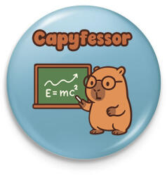 printfashion Capyfessor - Kitűző, hűtőmágnes - Világoskék (17641173)