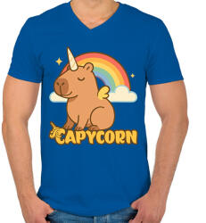 printfashion Capycorn - Férfi V-nyakú póló - Királykék (17615476)