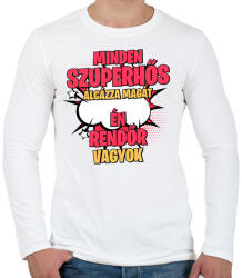 printfashion SZUPERHŐS RENDŐR - Férfi hosszú ujjú póló - Fehér (17610136)