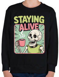 printfashion Staying alive - Gyerek pulóver - Fekete (17690799)