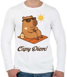 printfashion Capy Diem - Férfi hosszú ujjú póló - Fehér (17636182)