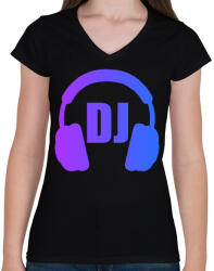 printfashion Dj - Női V-nyakú póló - Fekete (17625425)