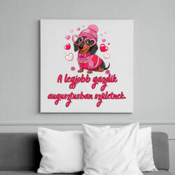 printfashion Tacskó szülinap júl - Vászonkép - Fehér (17647030)