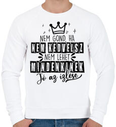 printfashion Nem gond ha nem kedvelsz fekete - Férfi pulóver - Fehér (17689373)