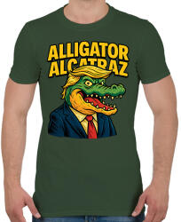 printfashion Alligator Alcatraz - Férfi póló - Katonazöld (17588020)