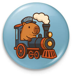 printfashion Mozdonyvezető kapibara - Kitűző, hűtőmágnes - Világoskék (17651073)