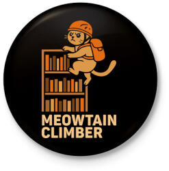 printfashion Meowtain climber - Kitűző, hűtőmágnes - Fekete (17664571)