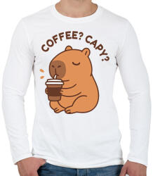 printfashion Coffee? Capy? - Férfi hosszú ujjú póló - Fehér (17616382)