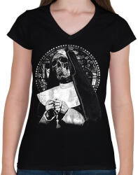 printfashion Az elátkozottak szentje - Okkult utcai ruházati Design - Női V-nyakú póló - Fekete (17652509)