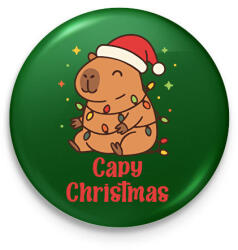 printfashion Capy Christmas - Kitűző, hűtőmágnes - Sötétzöld (17650629)