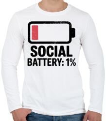 printfashion Social Battery - Férfi hosszú ujjú póló - Fehér (17589858)