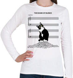 printfashion cat silent - Női hosszú ujjú póló - Fehér (17675465)