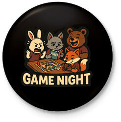 printfashion Game Night - Kitűző, hűtőmágnes - Fekete (17601487)