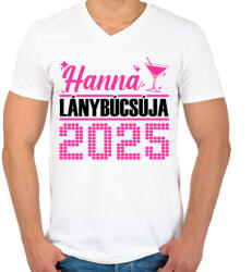 printfashion Lánybúcsú - Egyedi névvel - Férfi V-nyakú póló - Fehér (17628523)