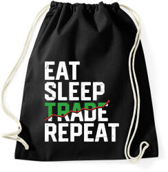 printfashion Eat Sleep Trade Repeat - Sportzsák, Tornazsák - Fekete (17588581)