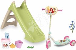 Smoby Set tobogan cu joc de apă și trotinetă Prințese XS Slide Green Life Smoby lungimea suprafeței de alunecare 90 cm și set Disney (SM820629-3)