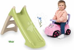 Smoby Set tobogan și babytaxiu cu premergător Minnie XS Slide Green Life Smoby lungimea suprafeței de alunecare 90 cm cu joc de apă (SM820629-2)