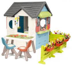 Smoby Házikó étteremmel és bolttal asztallal Chef House Life Smoby előkertekkel és tovább bővíthető (SM810256-O)