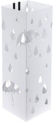 SONGMICS Fém esernyőtartó, esernyőtartó csepptálcával és 4 kampóval, fehér (LUC49W) - bontour